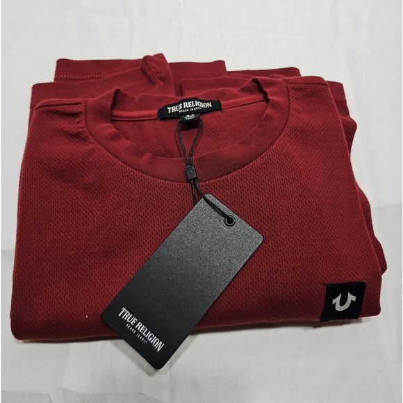 NWT TRUE RELIGION, Men's Red Long Sleeve Shirt, Medium - Picture 2 of 3